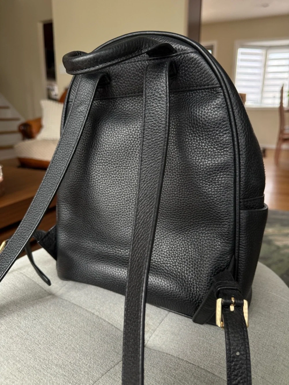 Michael Kors Medium Leather Black Backpack with Gold Pebbled Studs - Picture 6 of 6